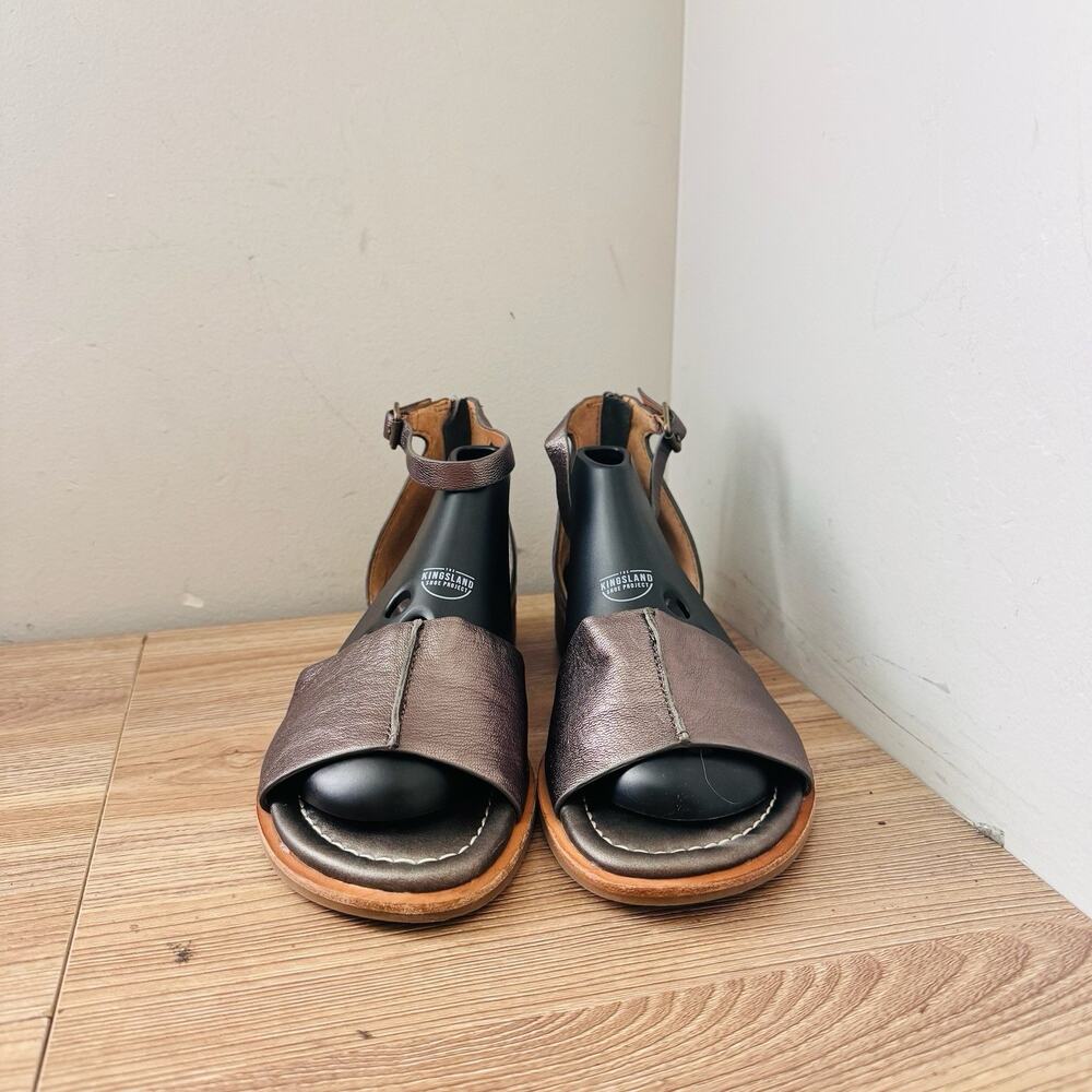 Sofft Women's Faxyn sandals in dark pewter metallic leather Size 8 - Picture 3 of 11